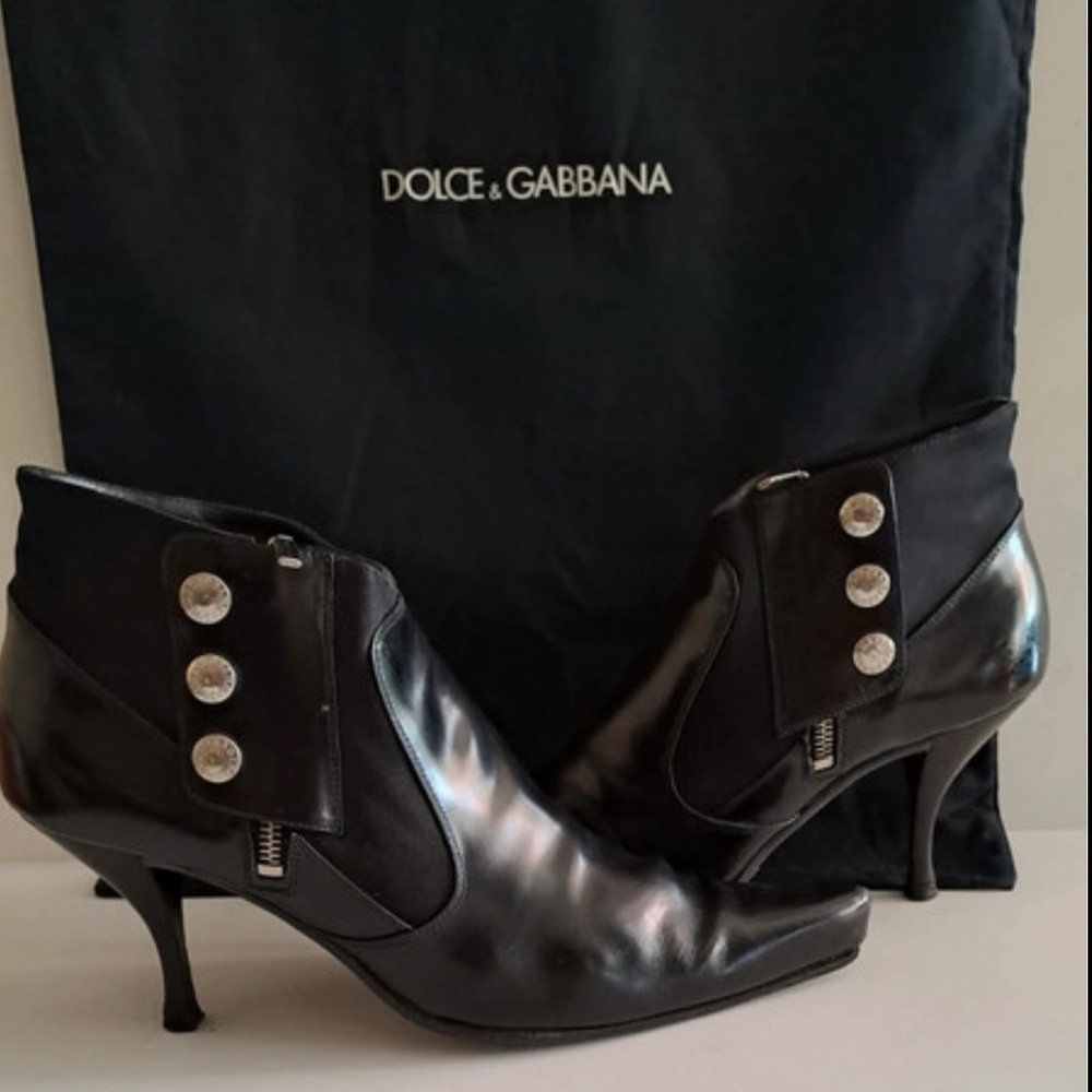 Dolce Gabbana Witchy Patent Leather Heeled Ankle Booties